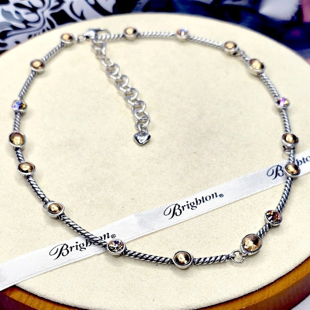 Brighton Monte Carlo Collar Necklace With Gold Pearls And Swarovski AB Crystal D